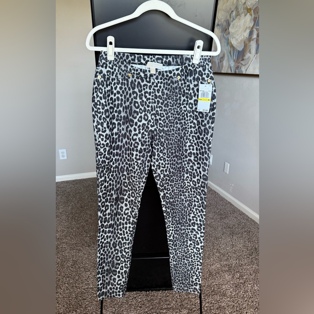 Michael Kors Leopard Print Leggings - Black and White